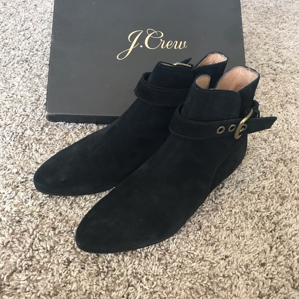 NEW! J Crew Suede buckle boots
